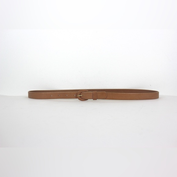 Narrow Tan Leather Belt with Self Covered Buckle - Picture 2 of 9